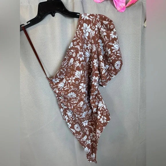 Intimately Free People One Shoulder Floral Print Bodysuit- Sz Small - Picture 2 of 8